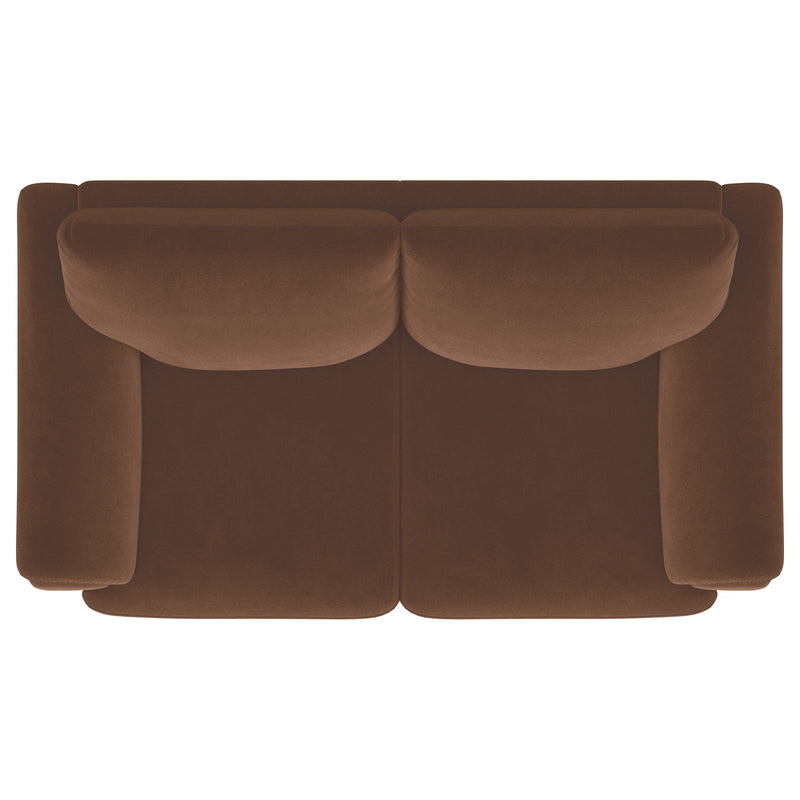 Selma Velvet Upholstered Crescent Arm Loveseat Rust