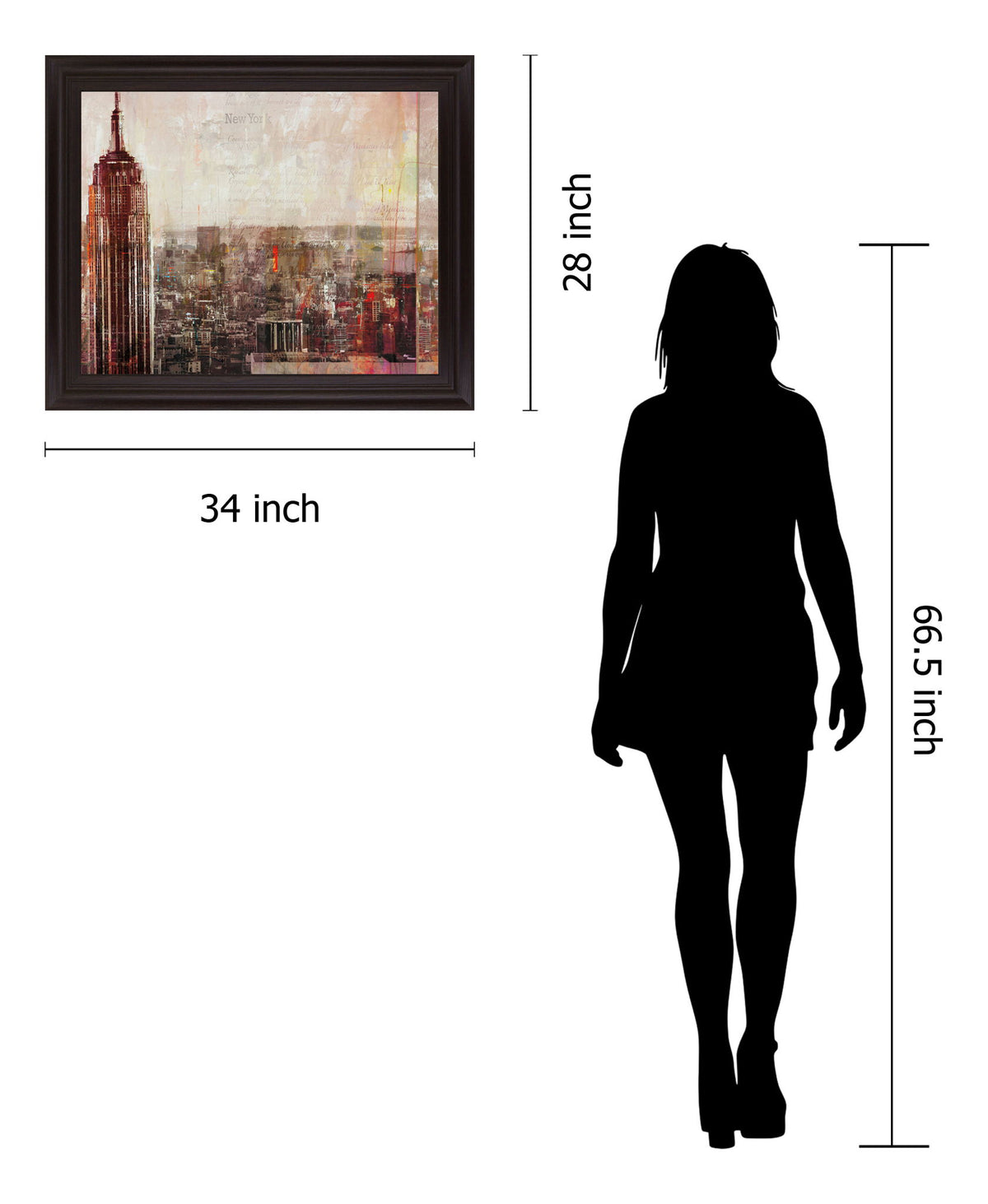 Copper Skyline Majesty - 28" x 34" Framed Wall Art - Dark Brown