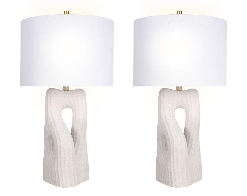 "Eclipse Harmony" Ceramic Table Lamp (Set of 2) - White Rock
