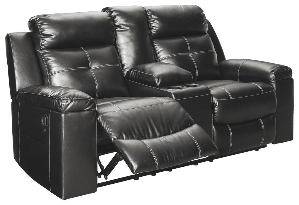 Kempten - Black - Dbl Rec Loveseat W/Console