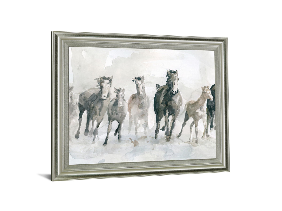 Galloping Mist - 28" x 34" Framed Wall Art - Gray