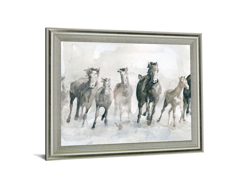 Galloping Mist - 28" x 34" Framed Wall Art - Gray