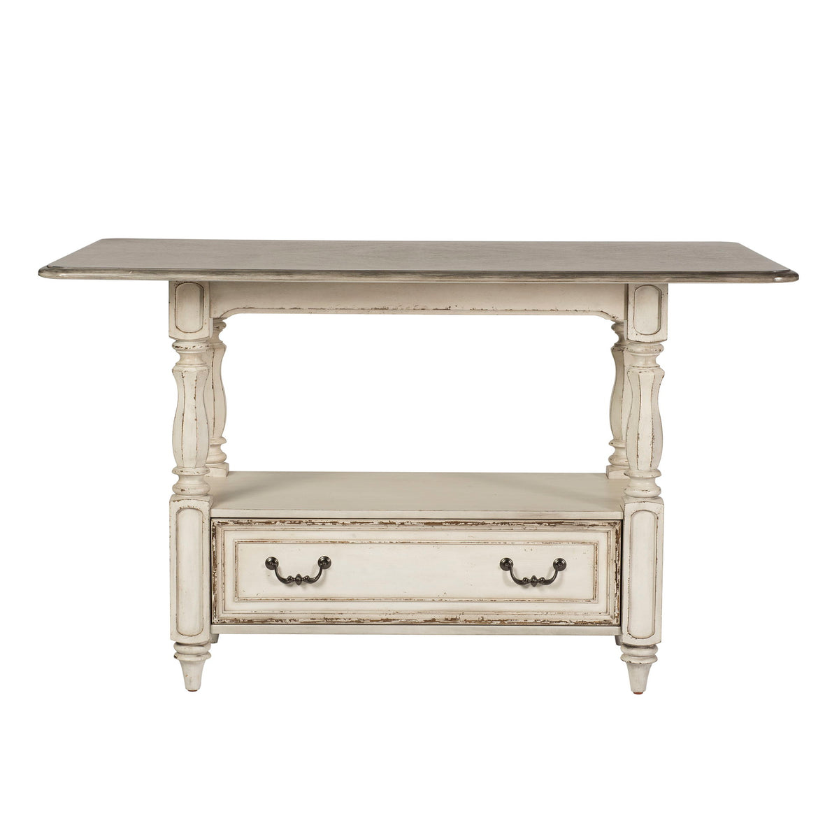 Magnolia Manor - 5 Piece Gathering Table Set - Antique White / Dark Brown