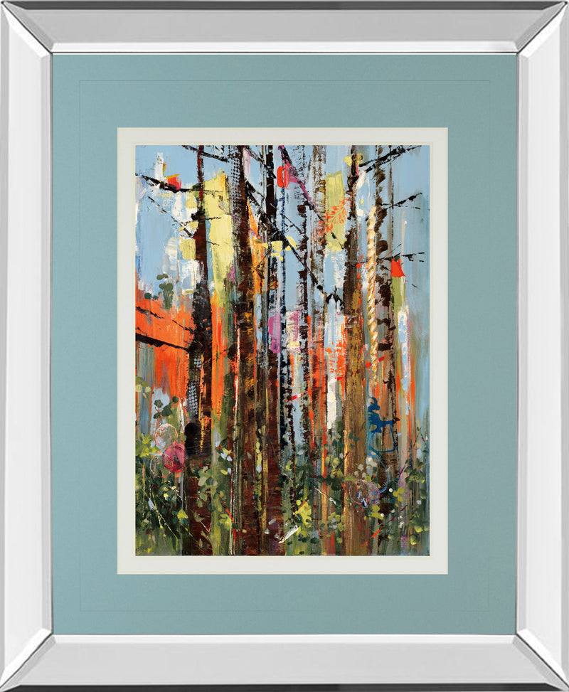 Eclectic Forest By Rebecca Meyers - Mirror Framed Print Wall Art - Light Blue