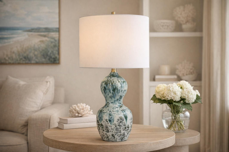 Oceanic Drift Ceramic Table Lamp (Set of 2) - Blue Drip Reactive Glaze