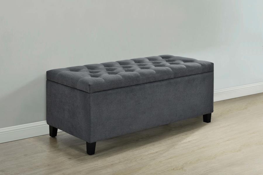 Samir - Fabric Upholstered Tufted Storage Bench - Charcoal