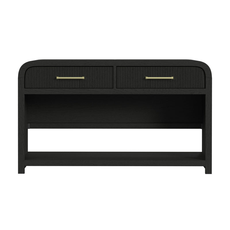Ridgemont - Sofa Table With Bottom Shelf - Black With Grain