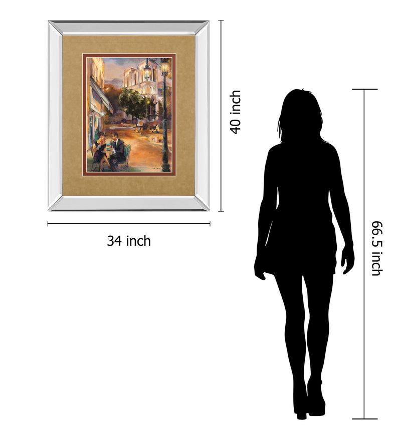 Twilight Time In Paris By Marilyn Hageman - Mirror Framed Print Wall Art - Light Brown