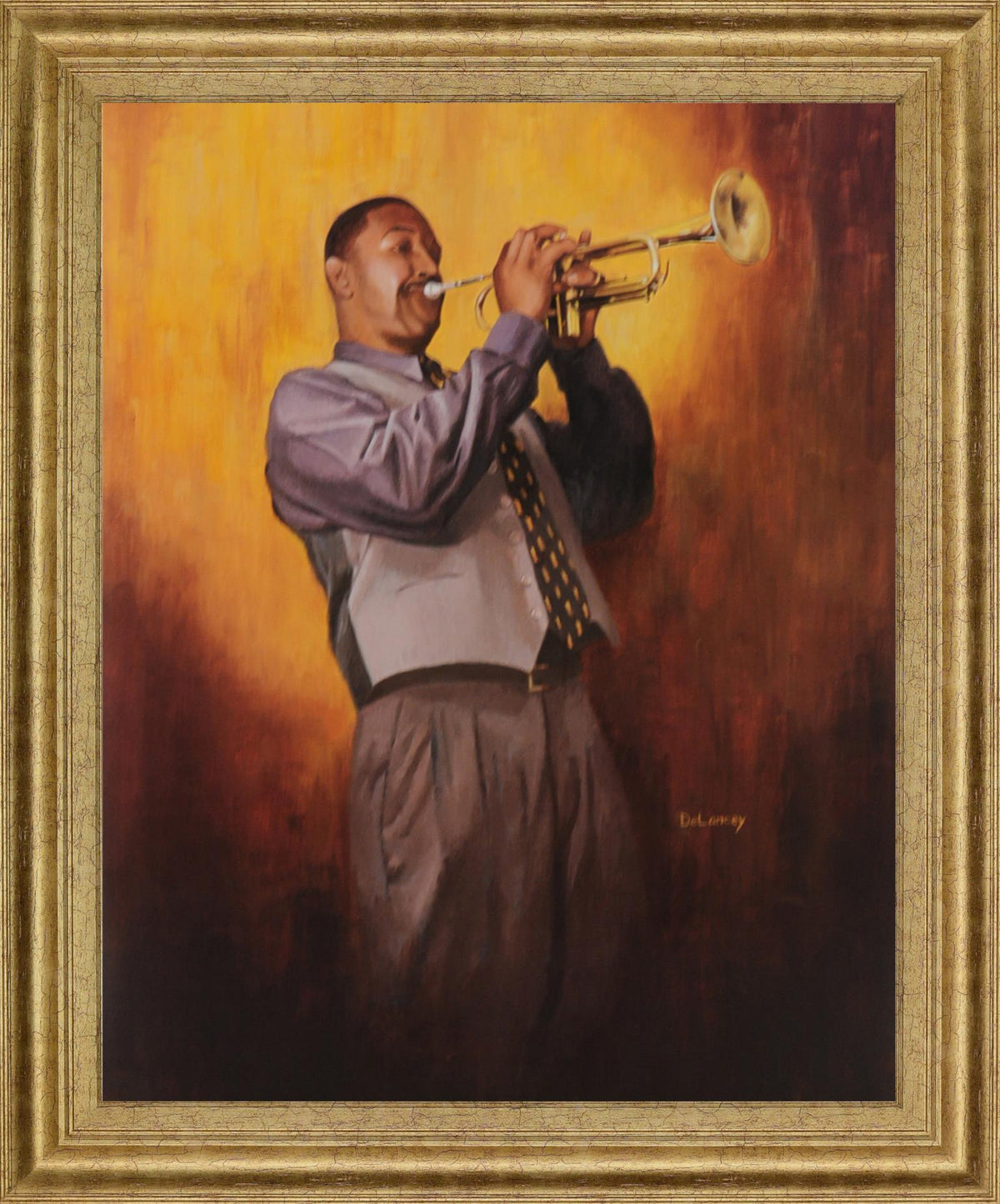 Brass Serenade - 28" x 34" Framed Wall Art - Dark Brown