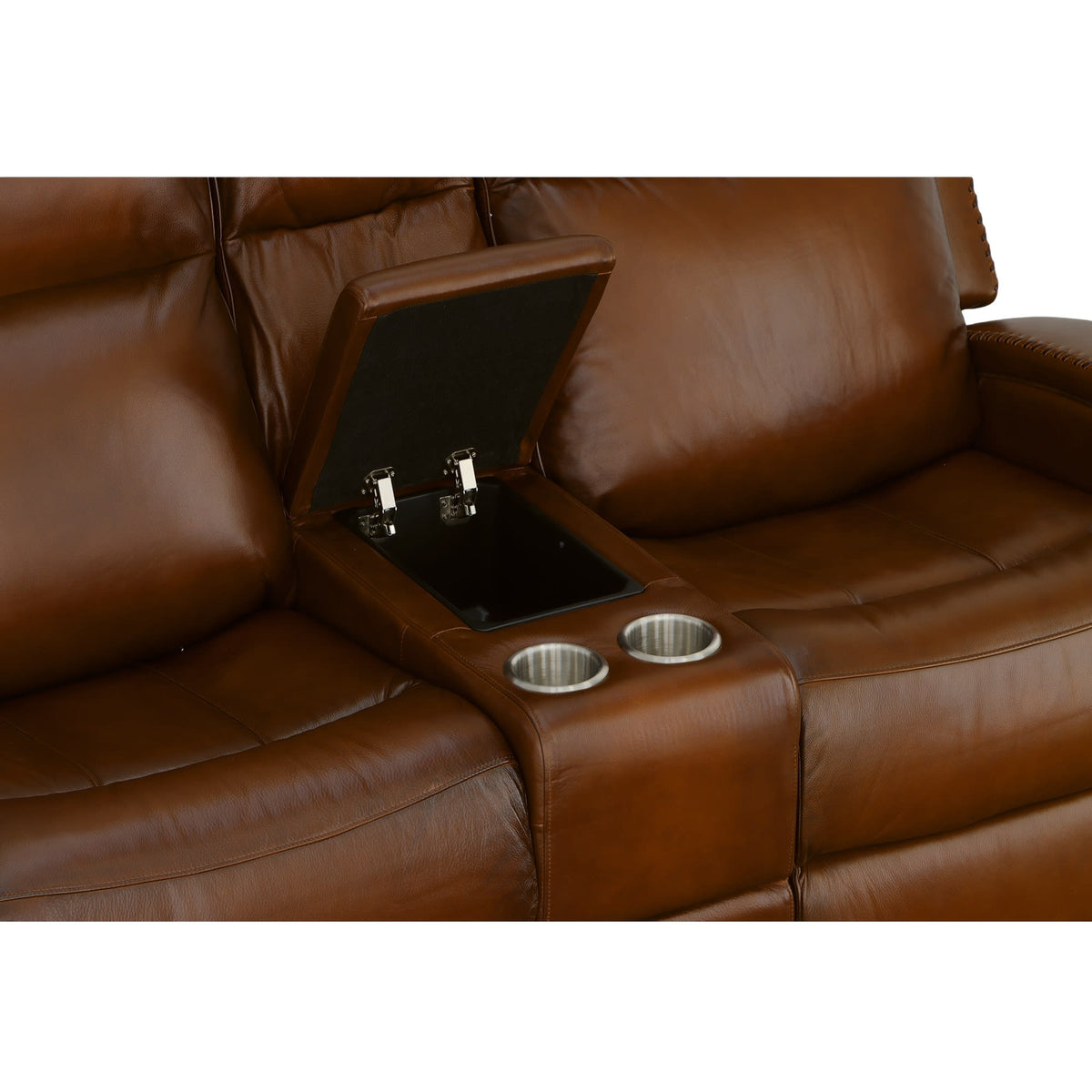Flexsteel Mustang Power Loveseat with Console with Power Headrest