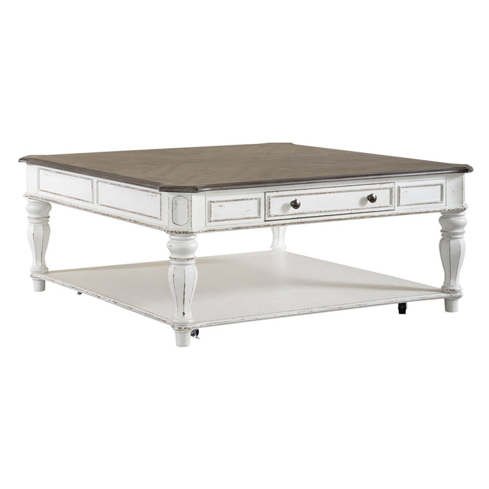 Magnolia Manor - Oversized Square Cocktail Table - White