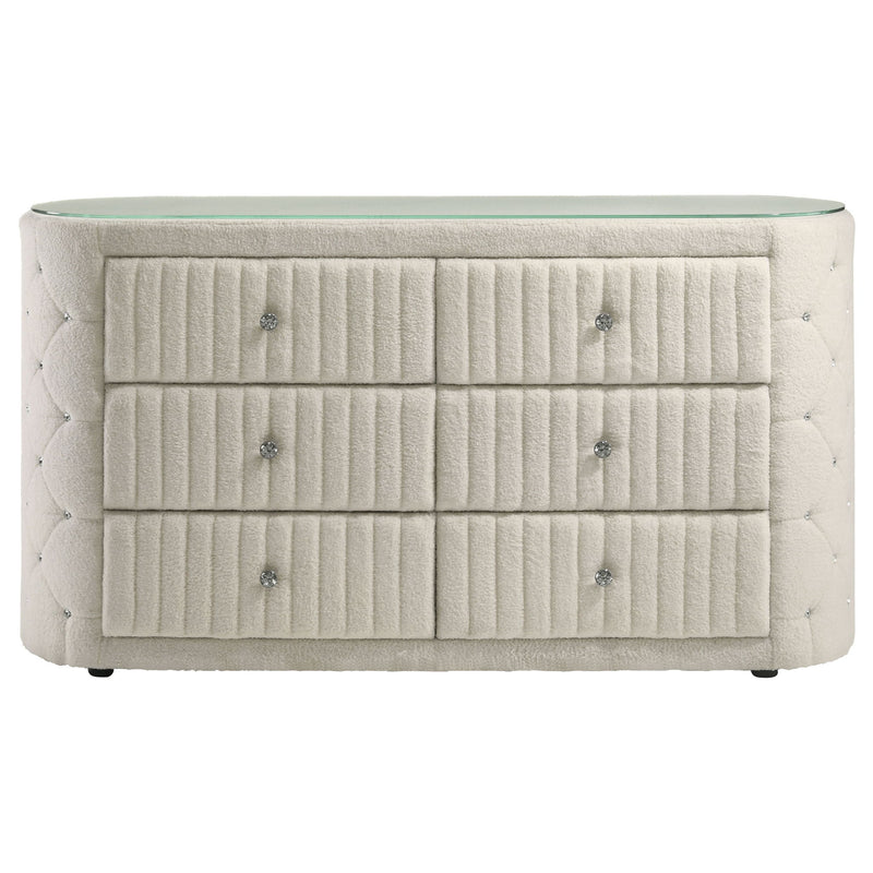 Sonya 6-drawer Upholstered Bedroom Dresser Ivory