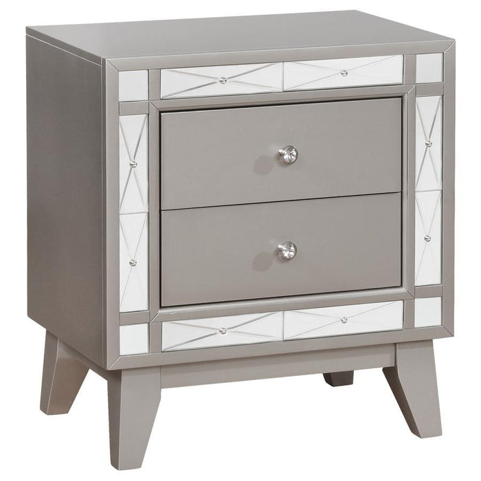 Leighton - 2-Drawer Nightstand - Metallic Mercury