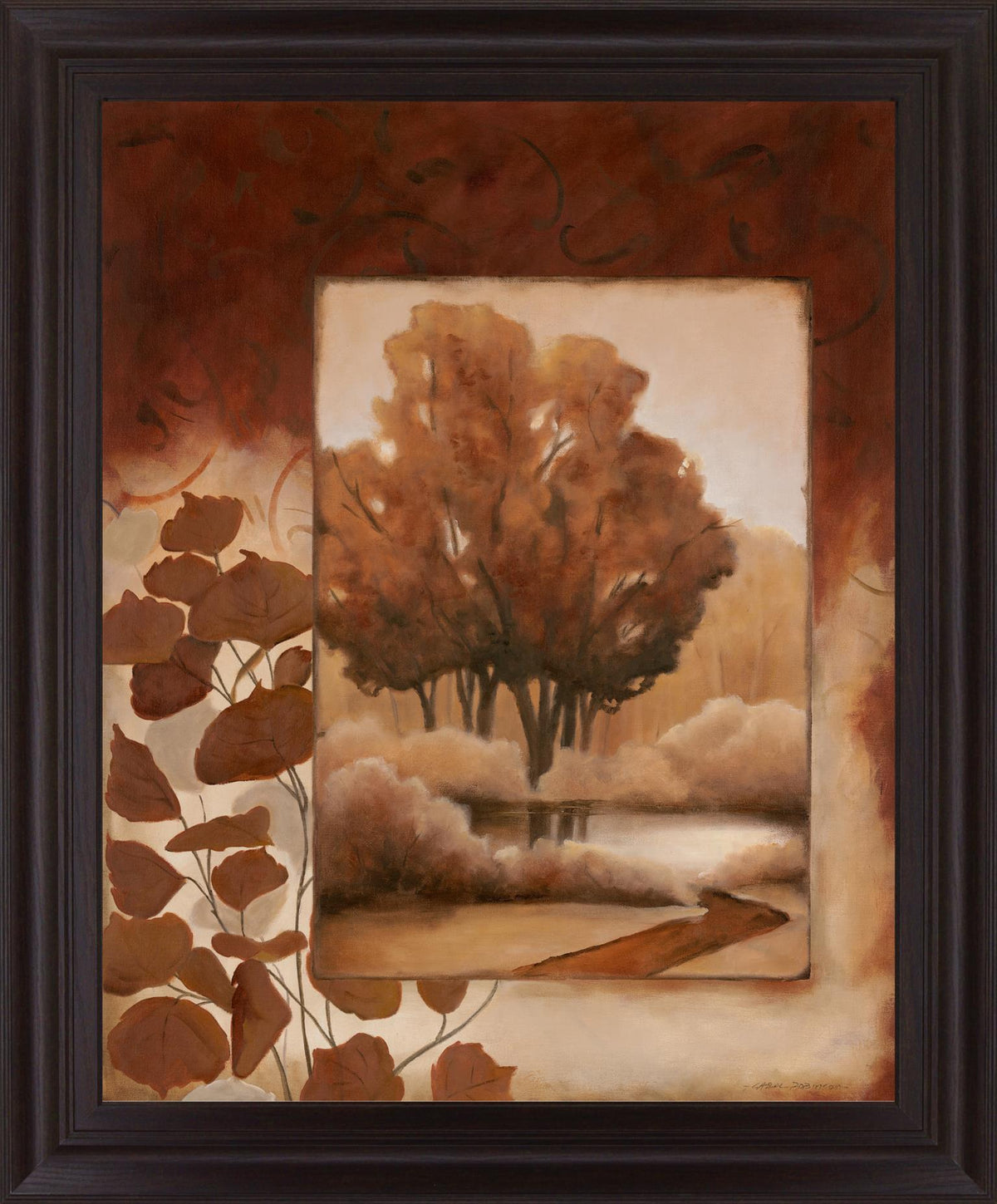 Copper Serenity - 28" x 34" Framed Wall Art - Dark Brown