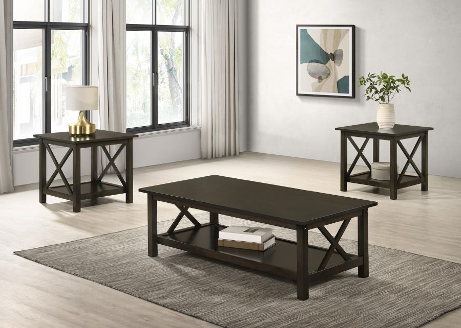 Rachelle 3-piece Rectangular Coffee Table Set Deep Merlot Default Title