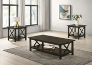 Rachelle 3-piece Rectangular Coffee Table Set Deep Merlot Default Title