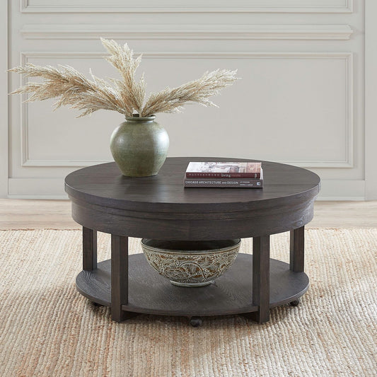 Weston - Round Lift Top Cocktail Table - Peppercorn