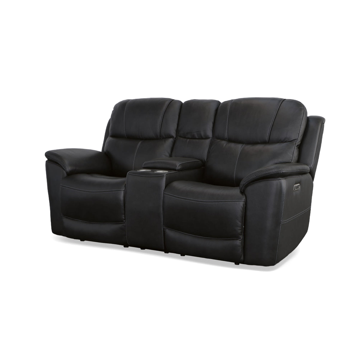 Flexsteel Crew Power Reclining Loveseat with Console, Power Headrests & Lumbar