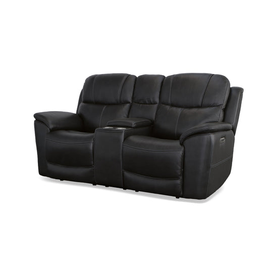Flexsteel Crew Power Reclining Loveseat with Console, Power Headrests & Lumbar
