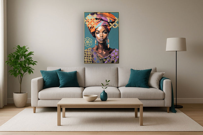 Golden Essence - 48" x 33" Framed Wall Art - Light Blue