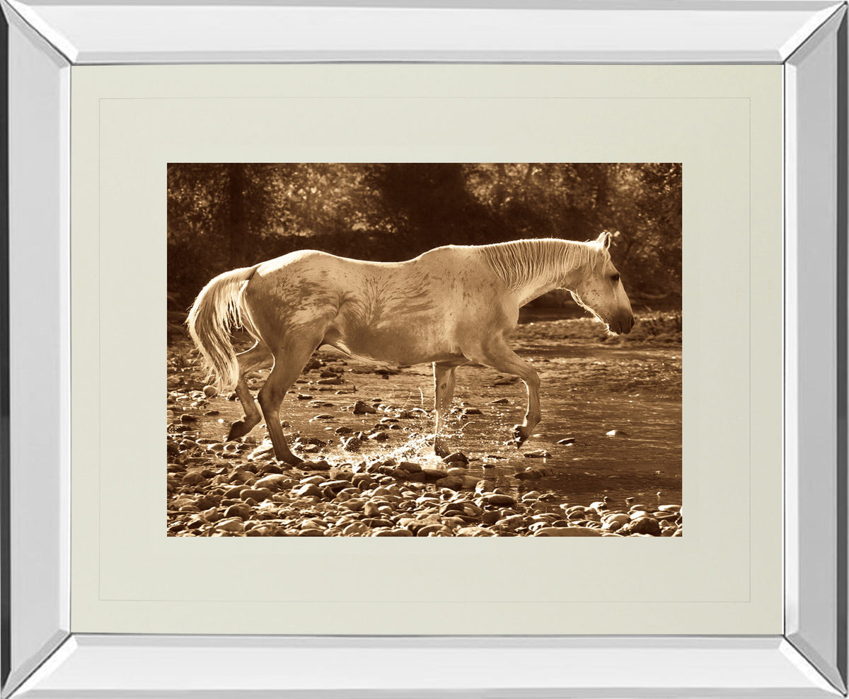 The Crossing By Wendy Caro - Mirror Framed Print Wall Art - Light Brown