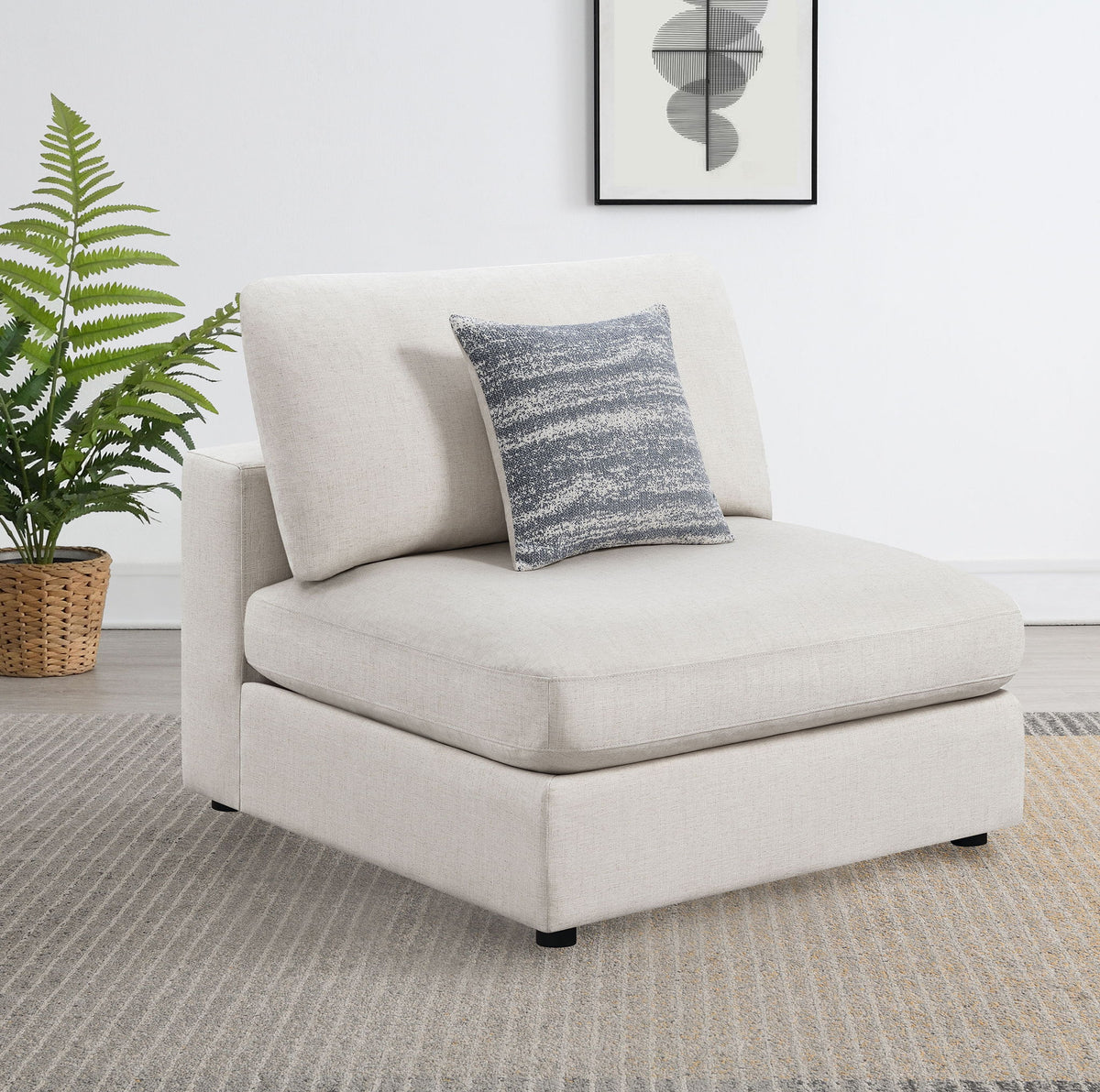 Serene Upholstered Armless Chair Beige
