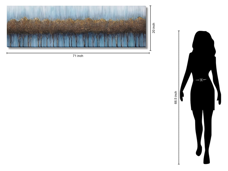 Amber Grove Mist - 20" x 71" Framed Wall Art - Blue