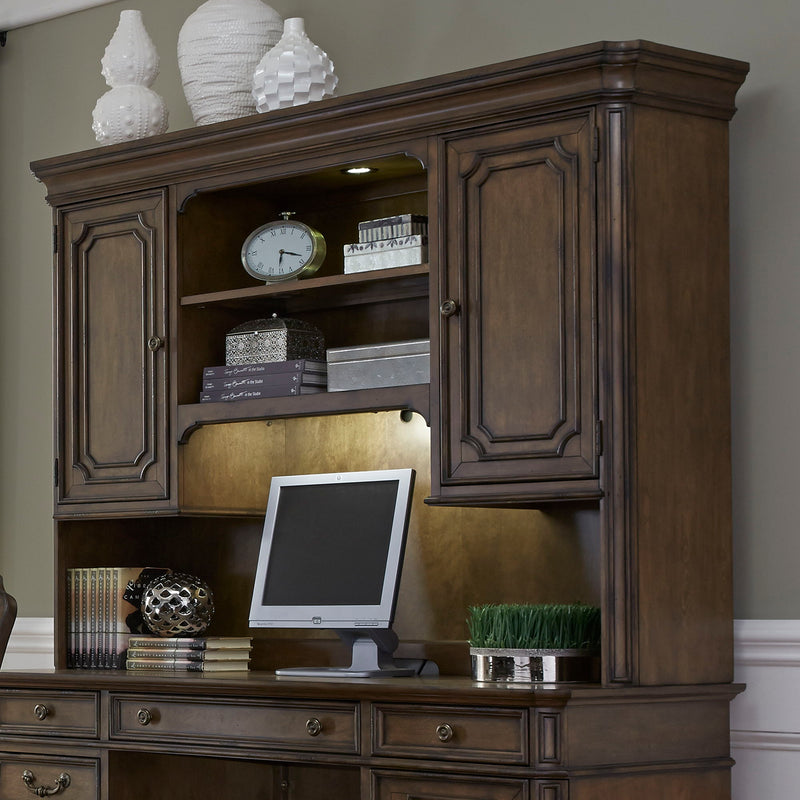 Amelia - Jr Executive Credenza Hutch - Antique Toffee