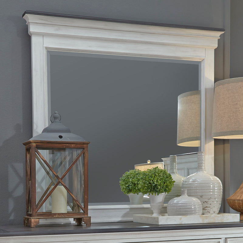 Allyson Park - Crown Mirror - Wirebrushed White / Charcoal