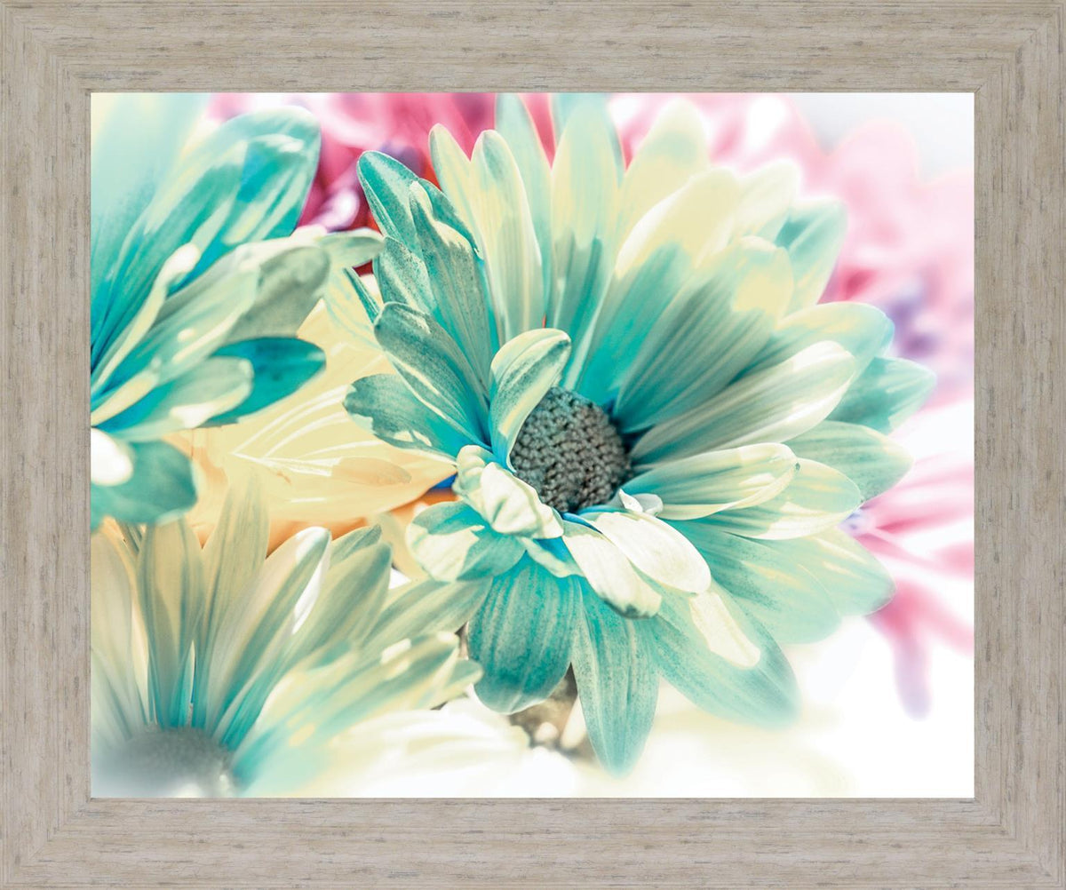 Aqua Petal Dream - 28" x 34" Framed Wall Art - Light Blue