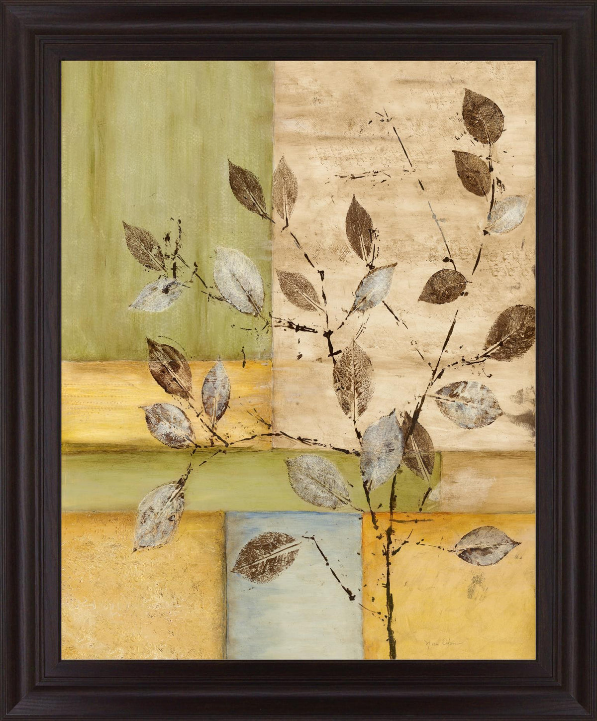 Botanical Harmony - 28" x 34" Framed Wall Art - Green