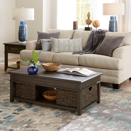Mill Creek - 3 Piece Living Room Set (Lift Top Cocktail & 2 Drawer End Tables) - Peppercorn