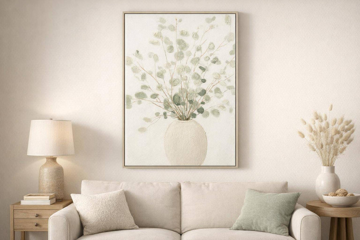 Soft Grove II Hand-Embellished Canvas In Frame - Ivory / Sage