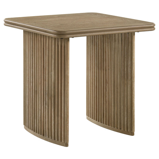 Adina Square Wood Side End Table Distressed Light Brown