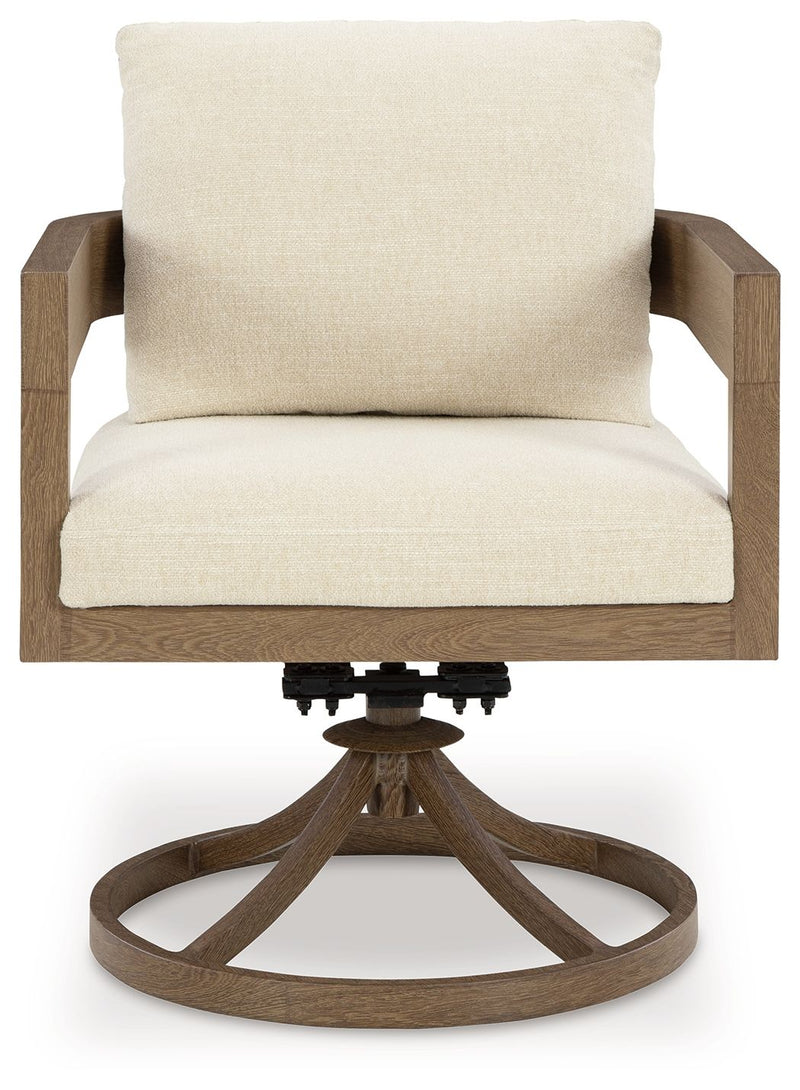 Serene Bay - Swivel Chair With Cushion (Set of 2) - Dark Brown / White