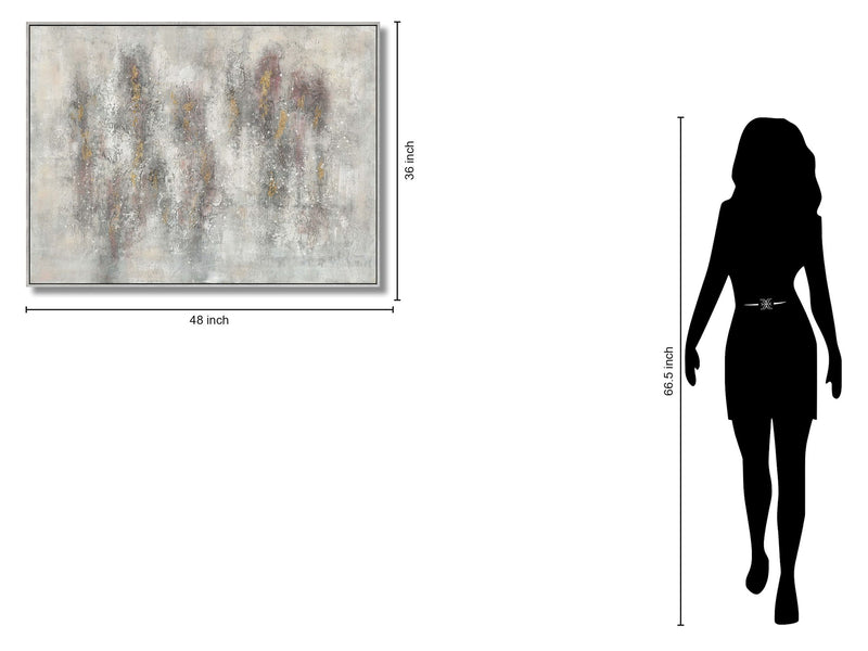 Mist Veil Harmony - 36" x 48" Framed Wall Art - Pearl Silver