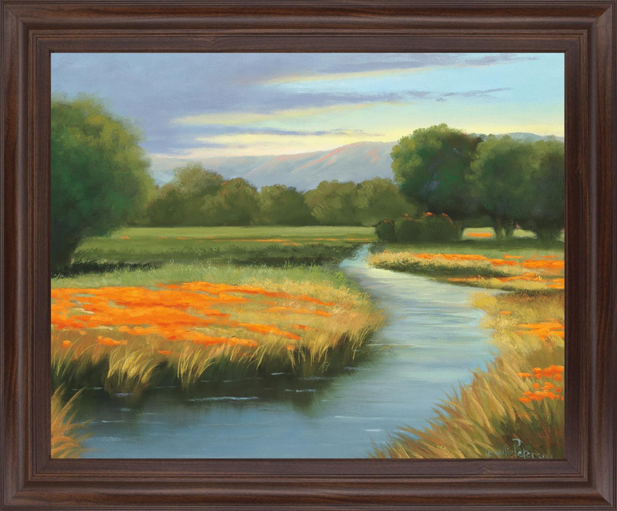 Golden Meadow Stream - 28" x 34" Framed Wall Art - Green