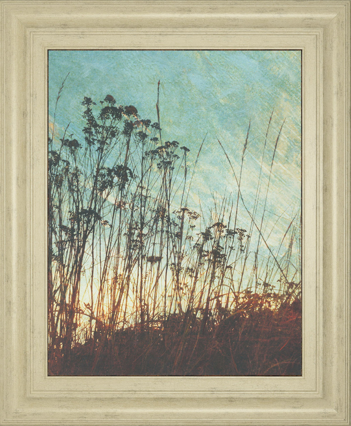 Wild Grass By Amy Melious - Framed Print Wall Art - Light Blue