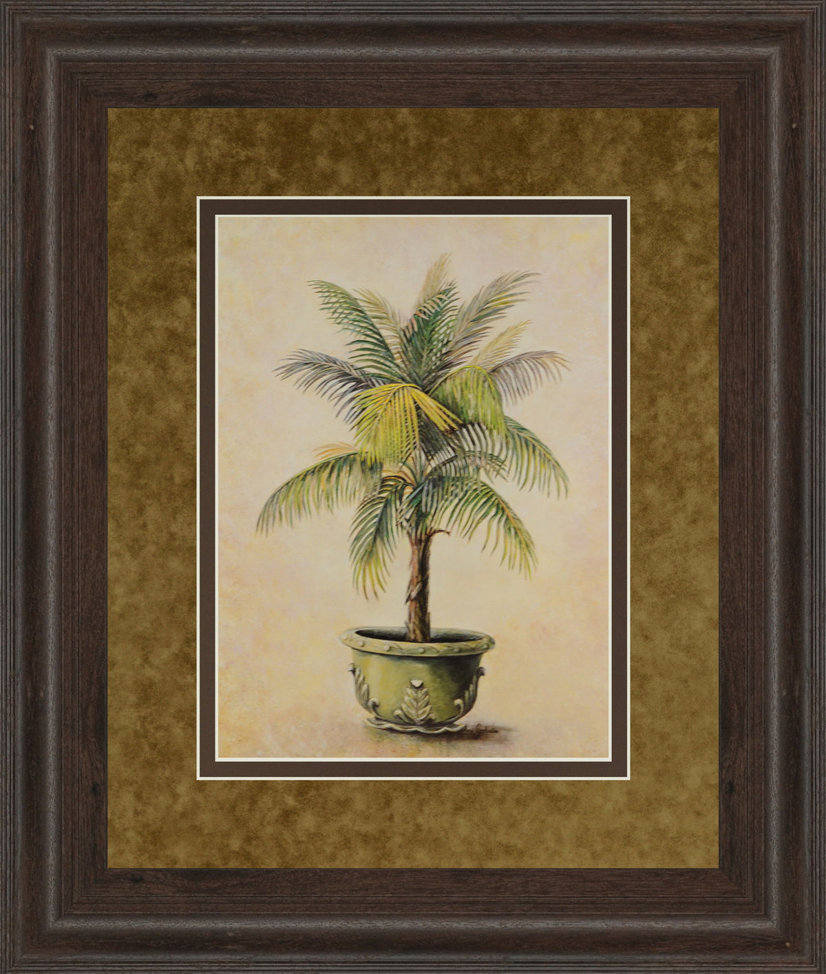 Potted Palm I - Framed Print Wall Art - Light Brown