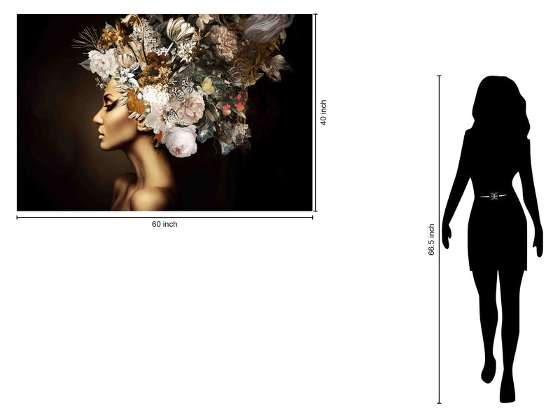 Opulent Flora Muse - 40" x 60" Framed Wall Art - Dark Brown