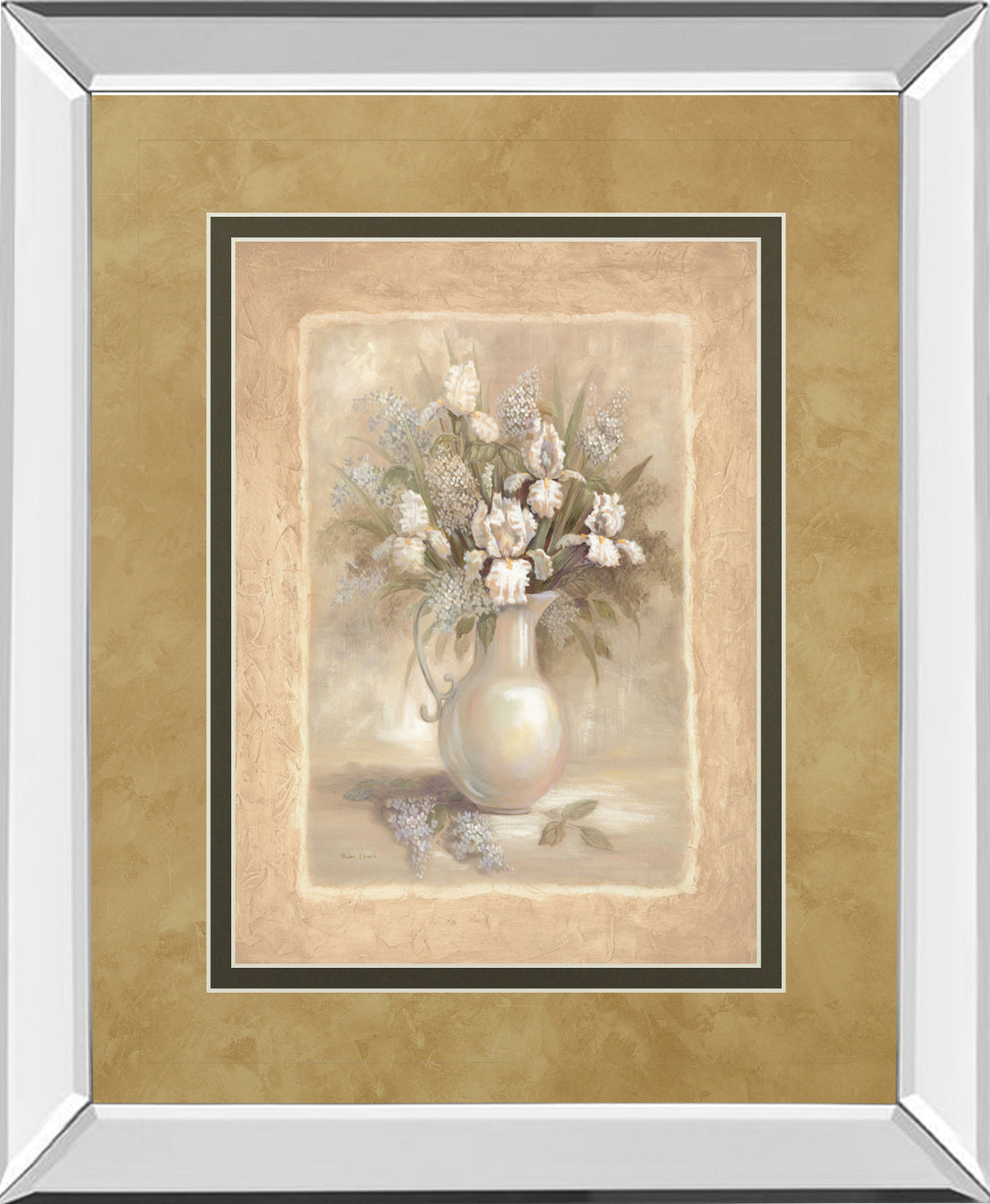 Bounty I By Vivian Flasch - Mirror Framed Print Wall Art - Light Brown