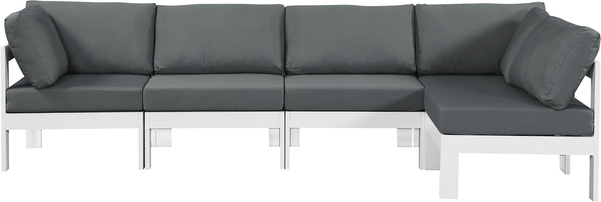 Nizuc - Outdoor Patio 5 Piece Modular Sectional With White Frame