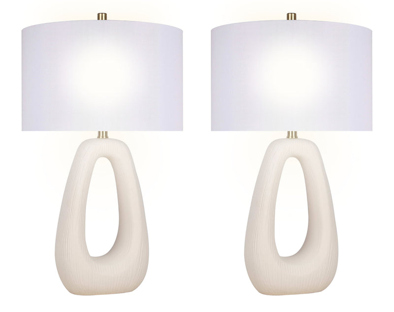 "Serenity Loop" Ceramic Table Lamp (Set of 2) - Textured White