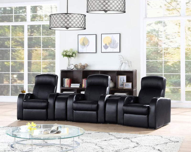 Cyrus Upholstered Home Theater Storage Wedge Console 3-seater (5pc)