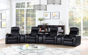 Cyrus Upholstered Home Theater Storage Wedge Console 4-seater (7pc)
