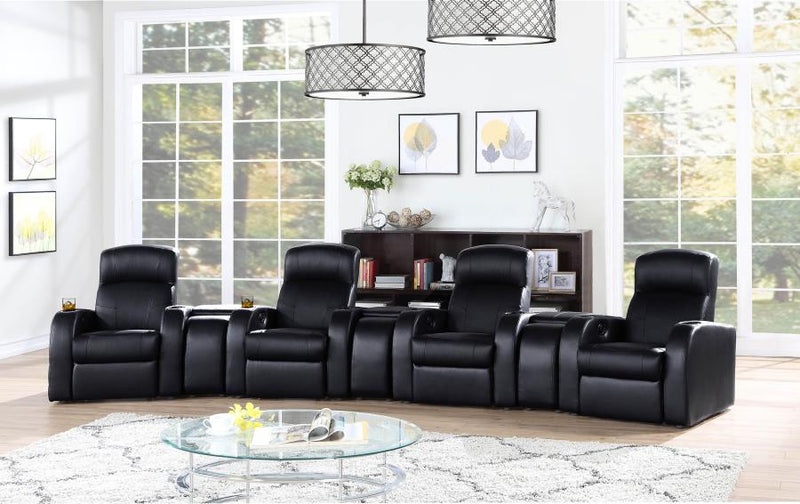 Cyrus Upholstered Home Theater Storage Wedge Console 4-seater (7pc)