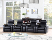 Cyrus Upholstered Home Theater Storage Wedge Console 4-seater (5pc)
