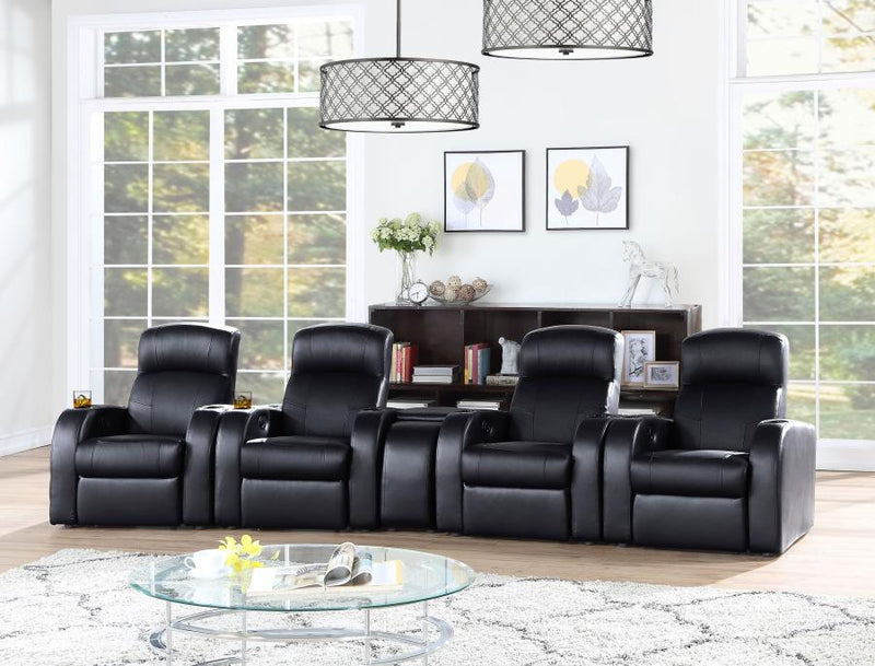 Cyrus Upholstered Home Theater Storage Wedge Console 4-seater (5pc)