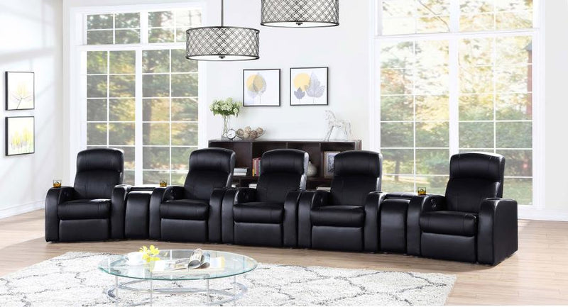 Cyrus Upholstered Home Theater Storage Wedge Console 5-seater (7pc)