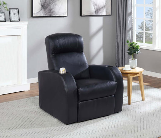 Cyrus Upholstered Track Arm Recliner Black Default Title